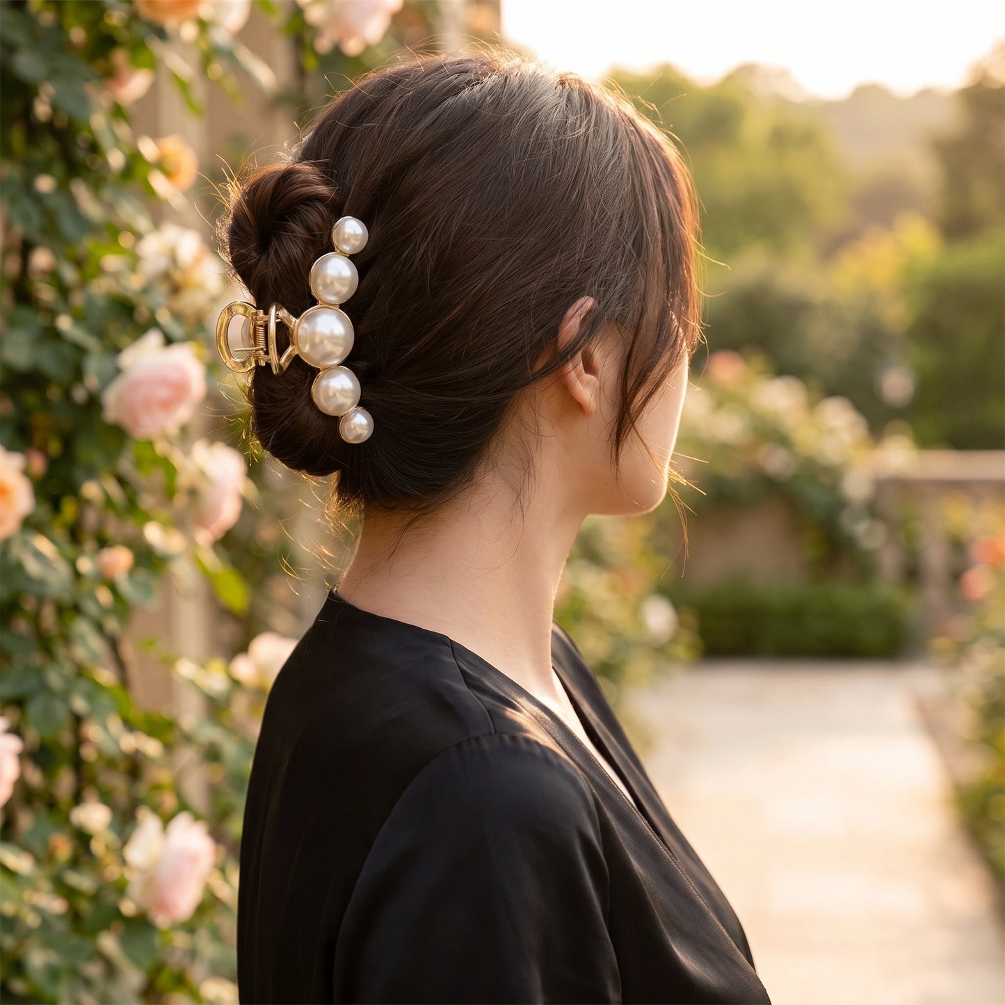 Close up view of the Womens Hair Clips showing intricate stitching and luxurious fabric, perfect for enhancing any hairstyle with sophistication.