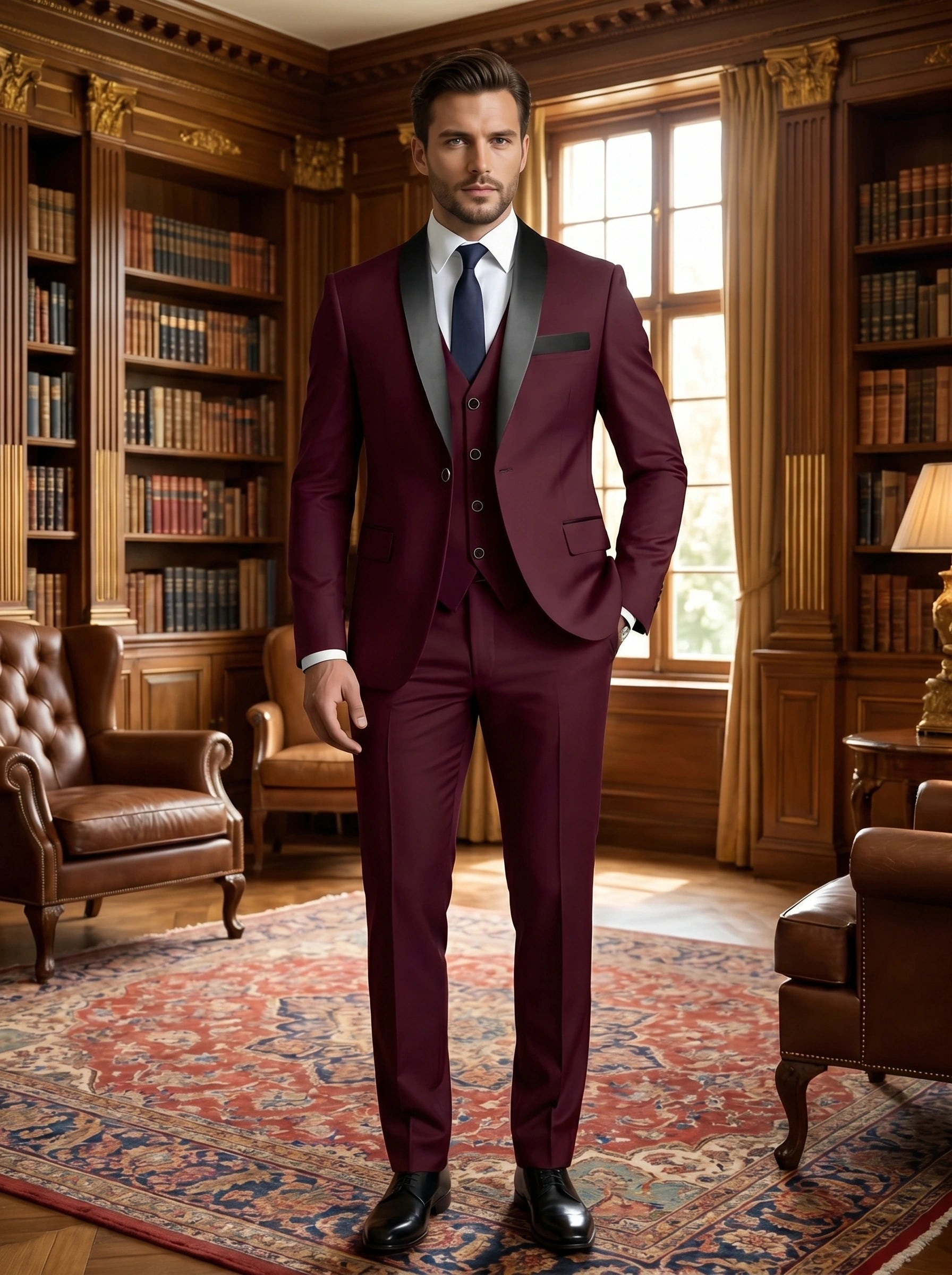 Liam Mens Elegant Tailored Wedding Suit