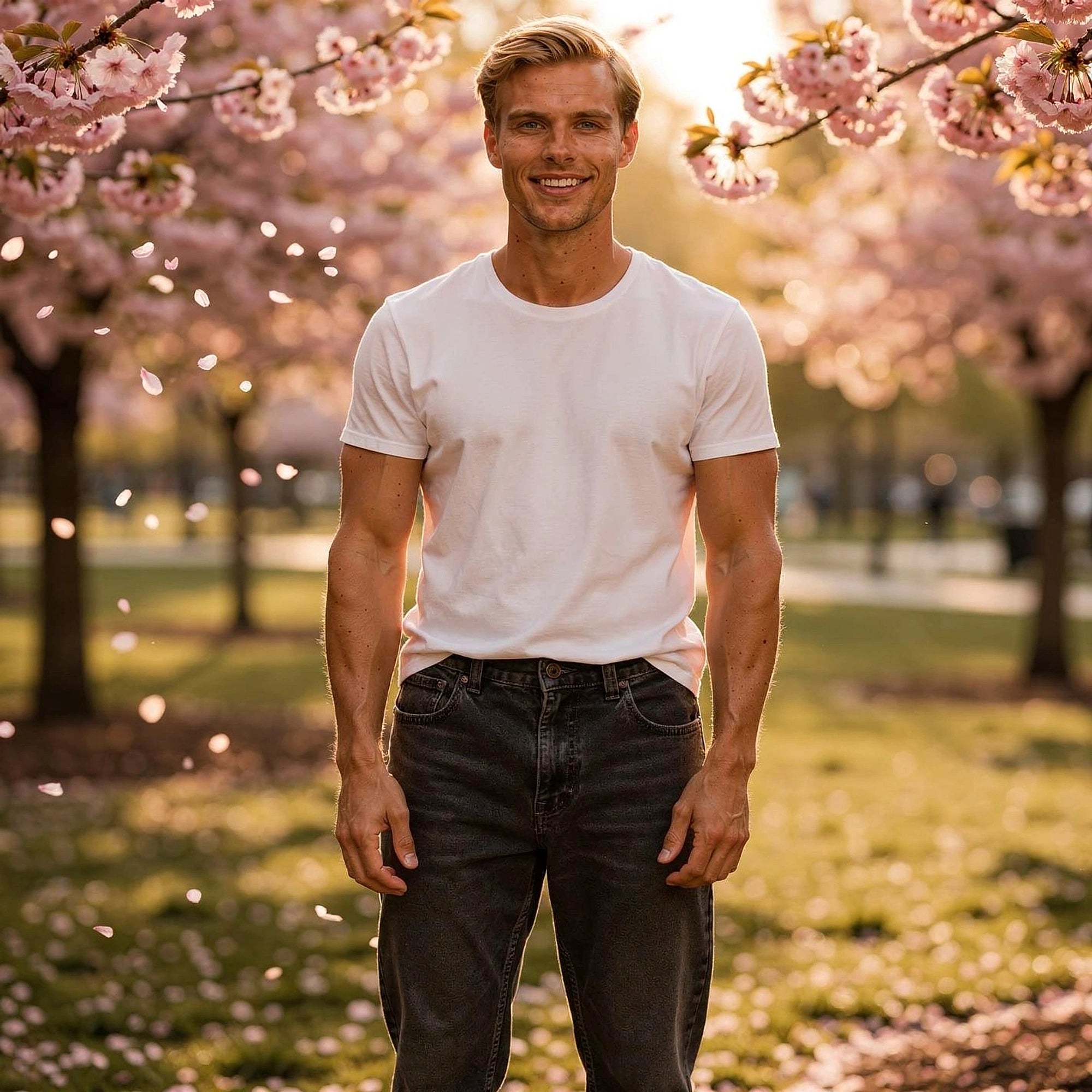 Relaxed wide leg denim pants in light blue, featuring a view that highlights the loose fit and soft cotton material