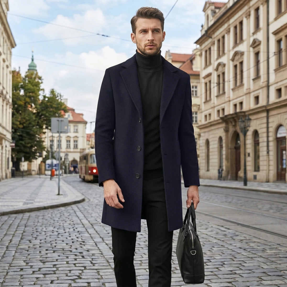 William Mens Stylish Tailored Autumn Trench Coat