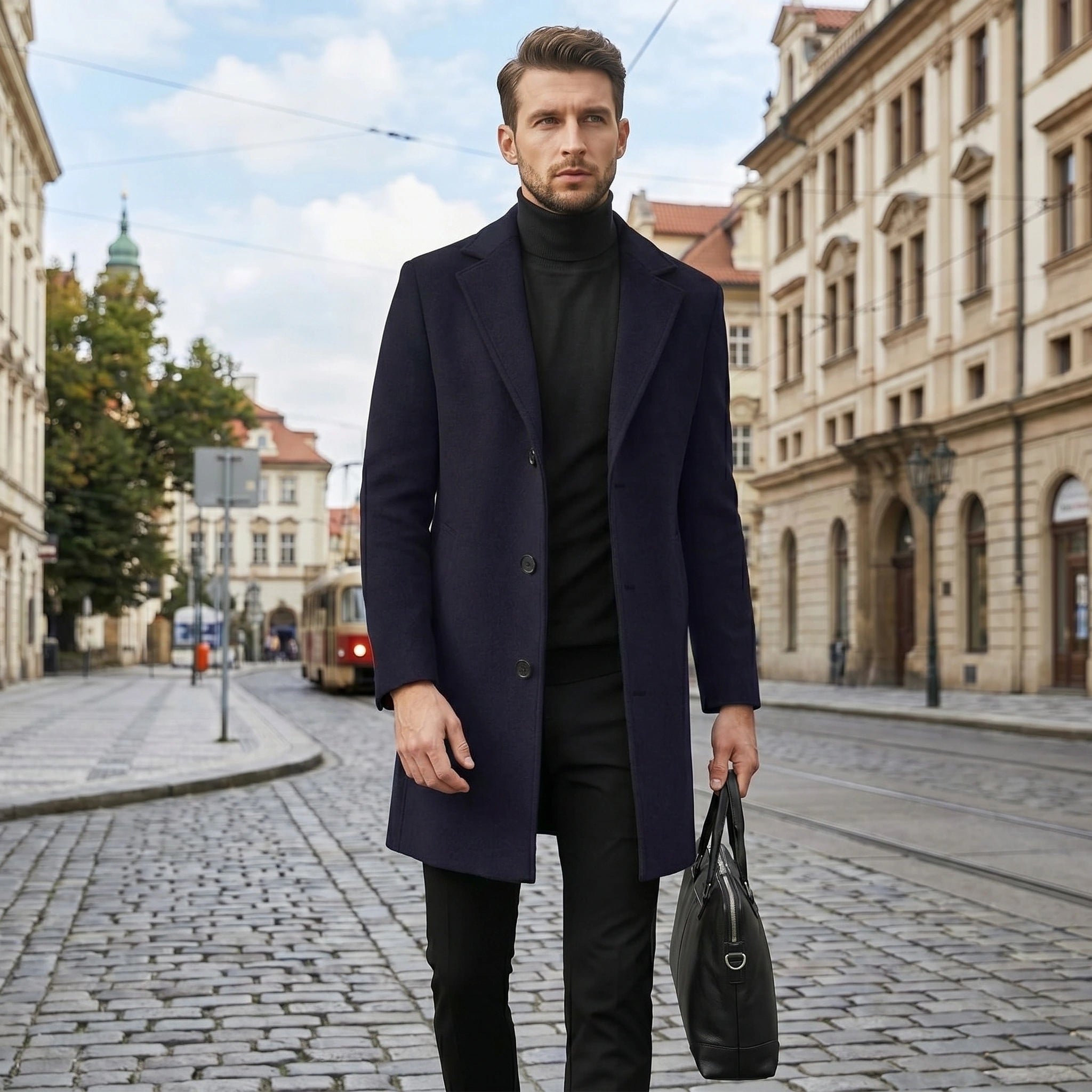 William Mens Stylish Tailored Autumn Trench Coat