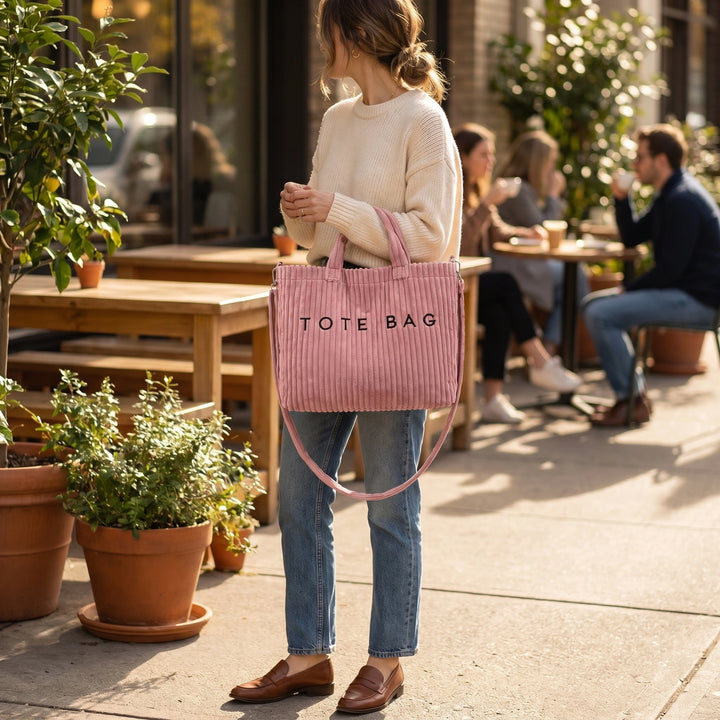 Close up view of the Womens Versatile Handbag showing the premium fabric texture, detailed stitching, and design elements against a neutral background.