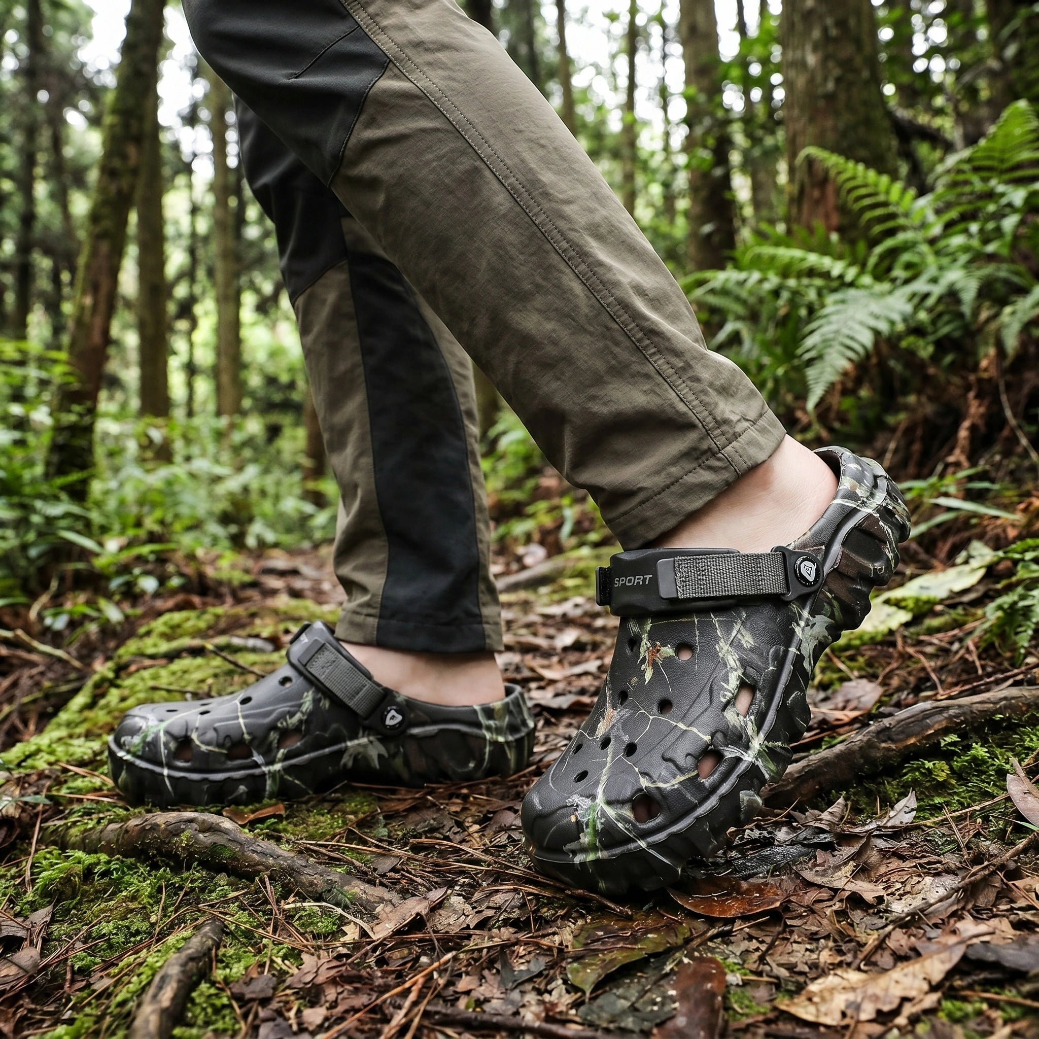 Close up view of the breathable fabric and precise stitching on the Mens Lightweight Comfortable Summer Sandals, showing their quality and durability for summer wear.