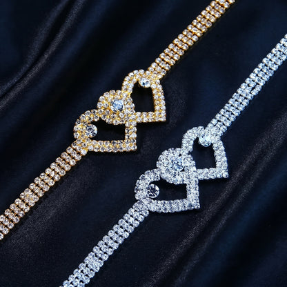 Close up of the Womens Sparkling Anklet showing intricate metalwork and shimmering embellishments against a soft, neutral background.