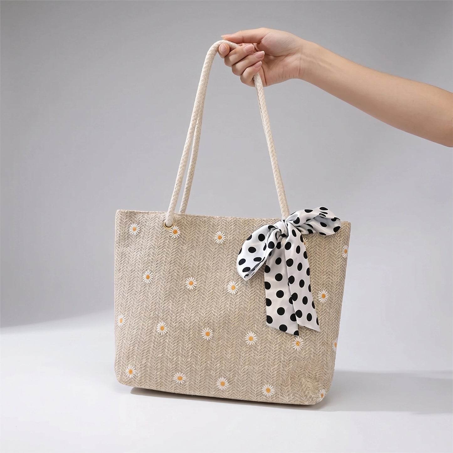 WovenWhimsy Vibrant Floral Straw Shoulder Bag Beach