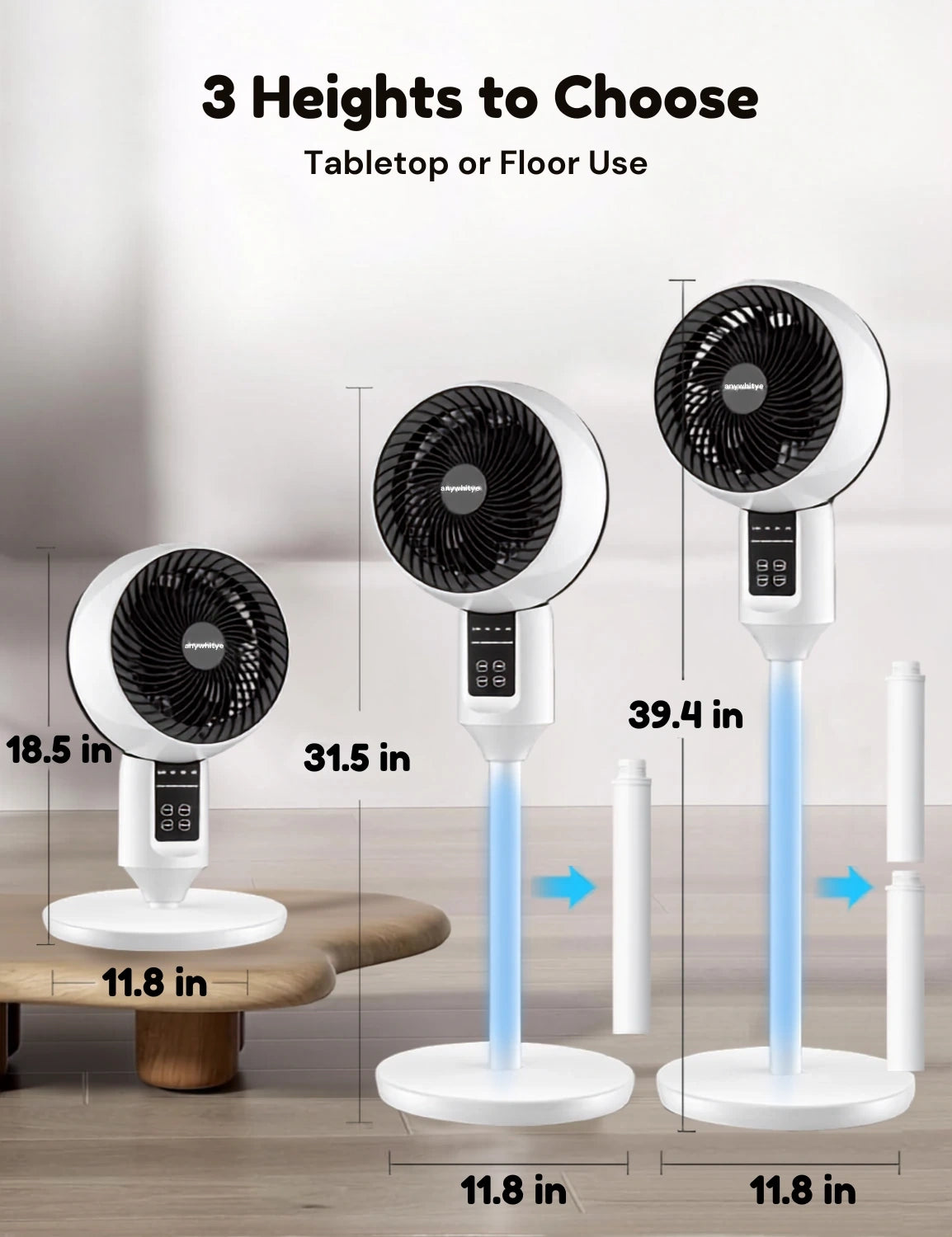 Avery Modern Oscillating Table Fan with Remote Control
