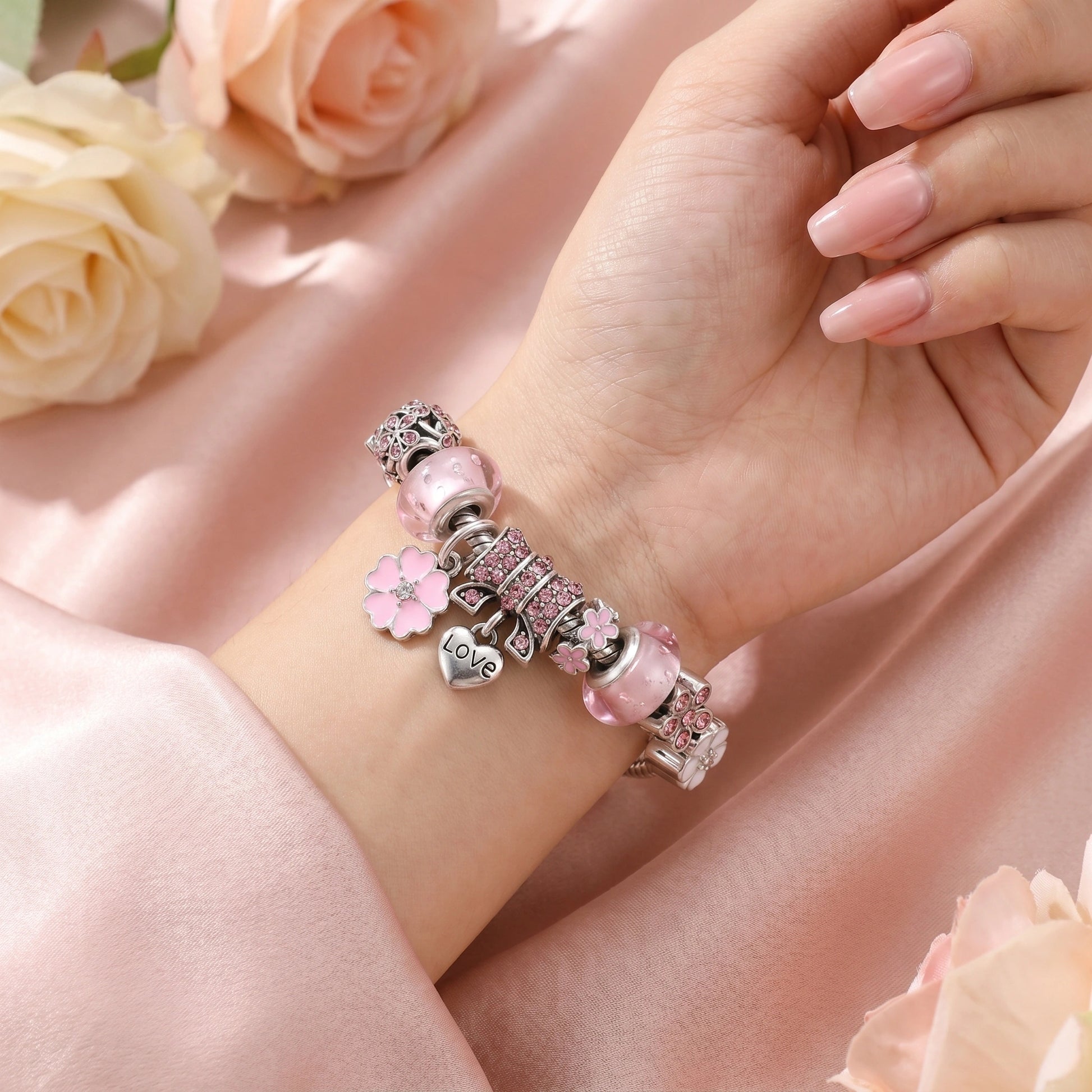 Close up view of the Womens Delicate Bracelet showing intricate stitching and design details against a soft, neutral background.