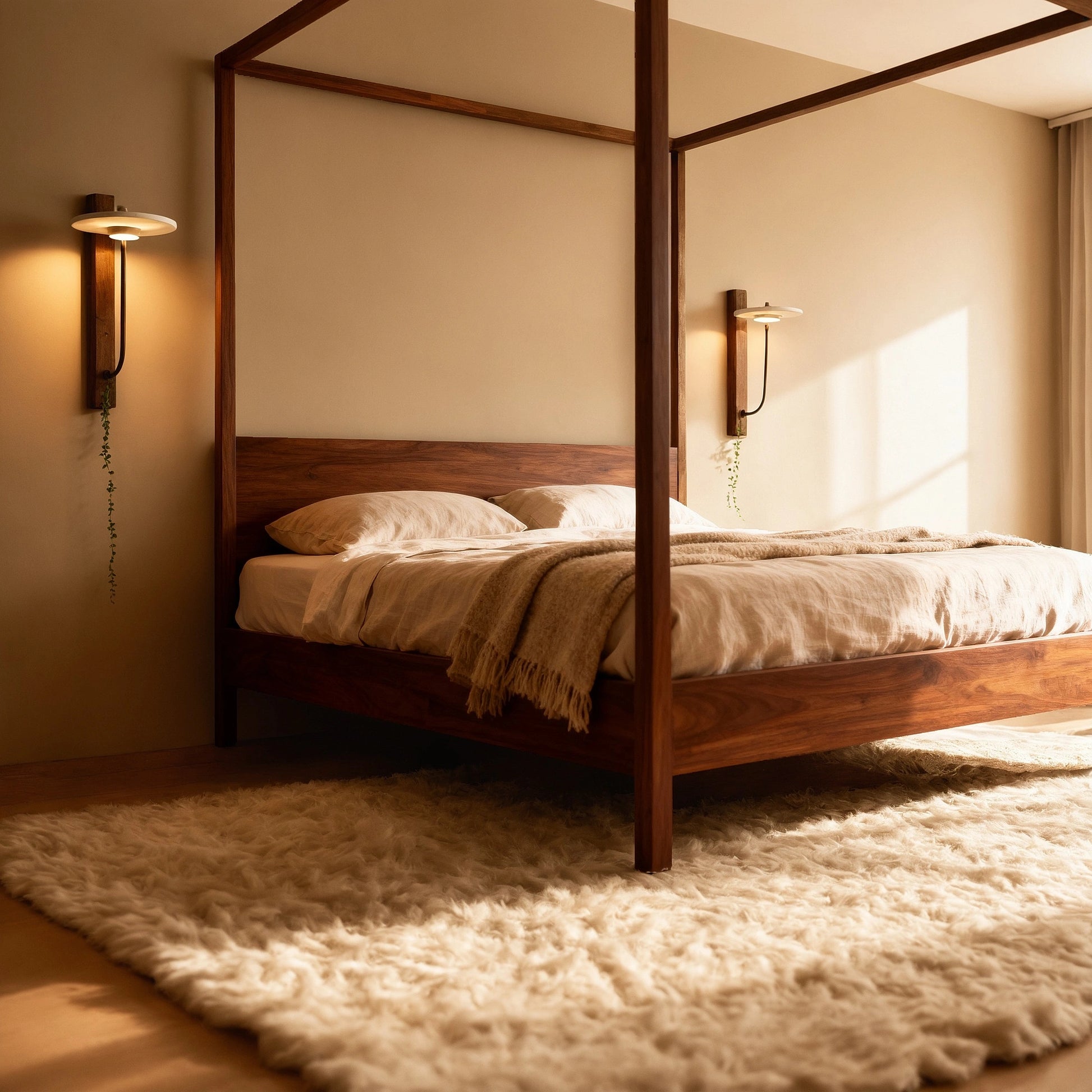 View of a stylish natural stone wall sconce featuring a warm beige tone and textured surface, ideal for cozy lighting