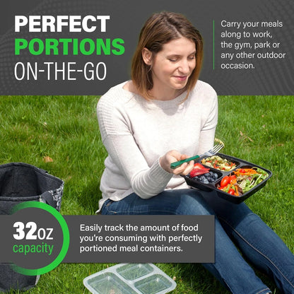 View of a practical bento meal prep container set, featuring durable plastic construction and vibrant colors, ideal for lunch box organization