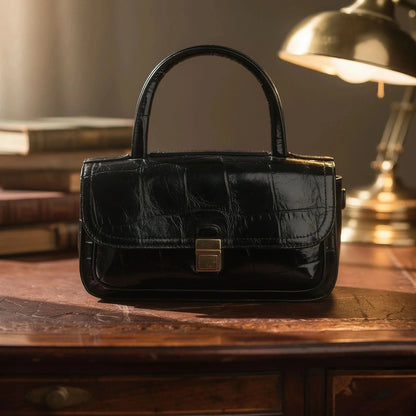 View of a large capacity textured leather shoulder bag in a rich brown color, featuring a sleek silhouette and sturdy straps
