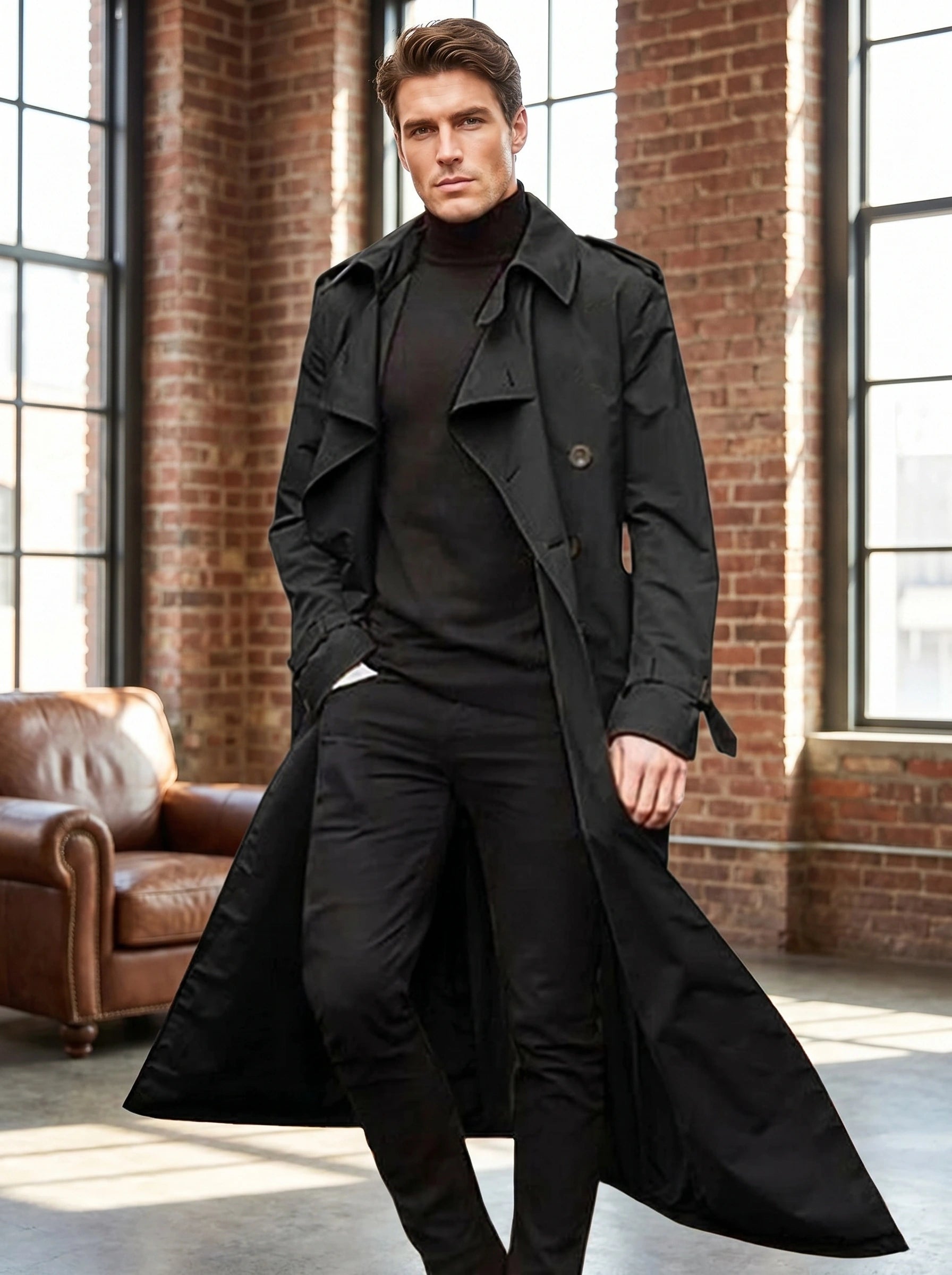 Alex Mens Tailored Elegant Winter Trench Coat