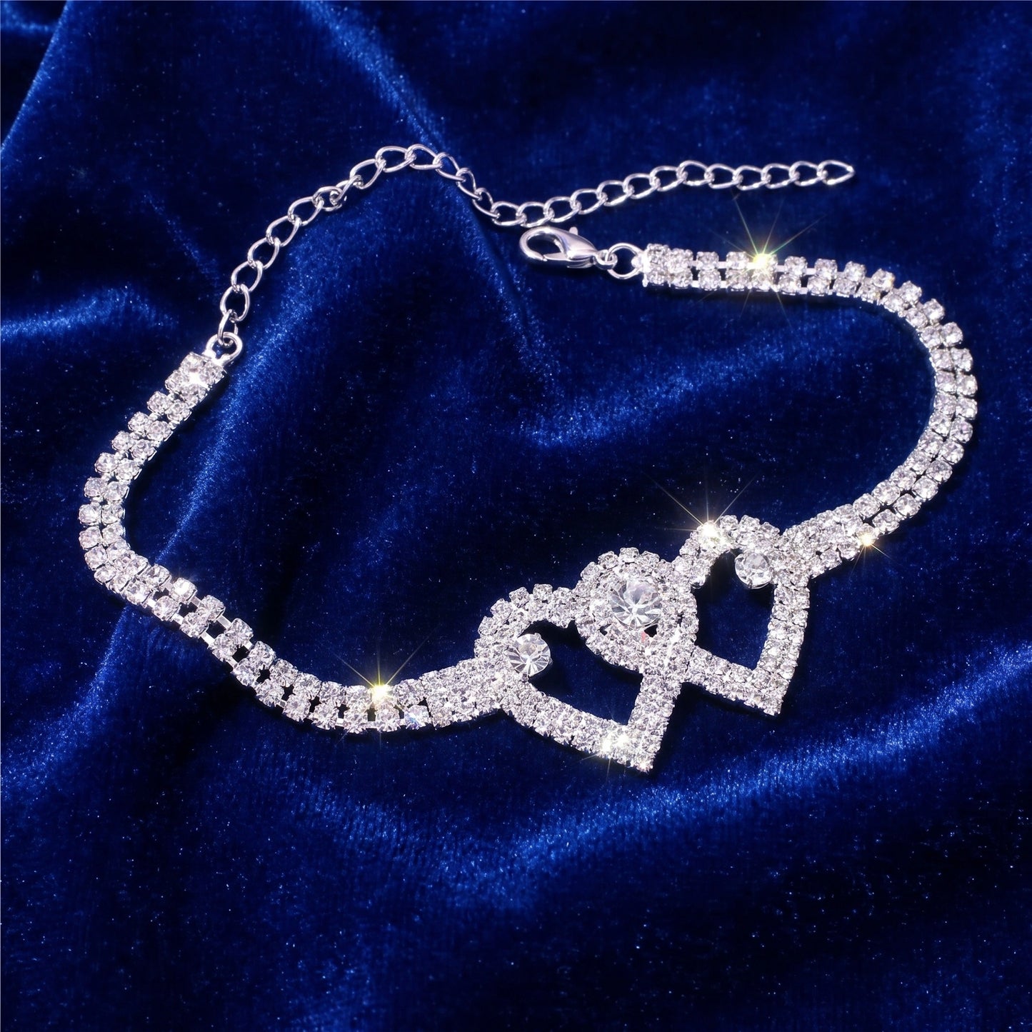 A back view of the Womens Sparkling Anklet showcases its intricate design and shimmering details, perfect for both casual and formal occasions.