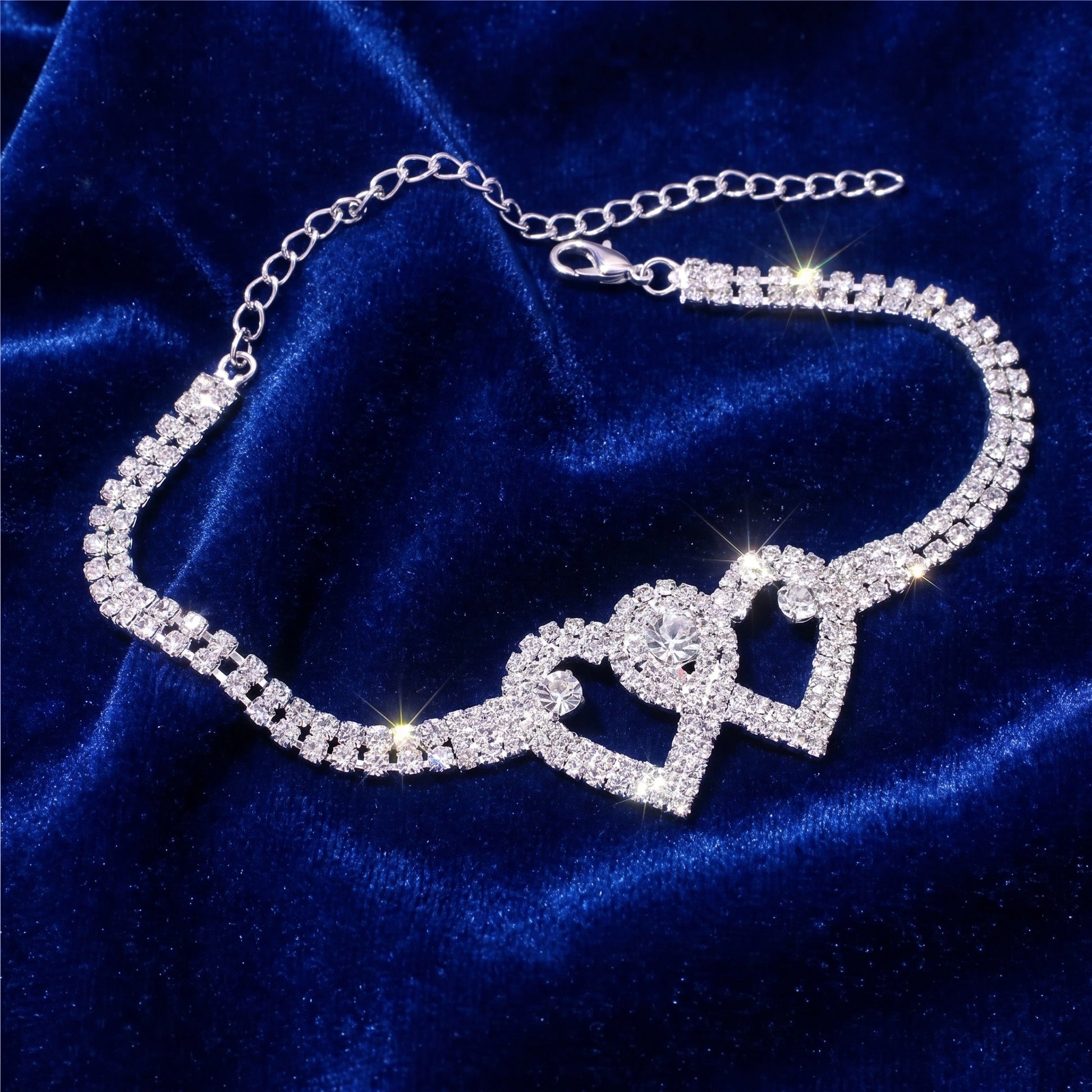 A back view of the Womens Sparkling Anklet showcases its intricate design and shimmering details, perfect for both casual and formal occasions.