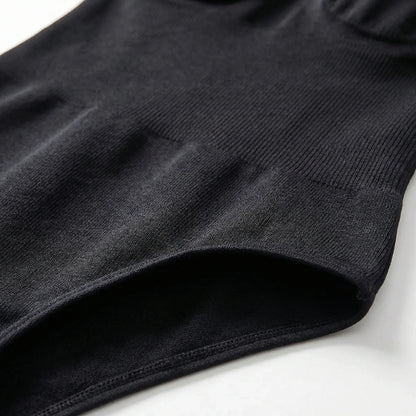 Black thong bodysuit with ribbed texture, close up view — 3 — view 3