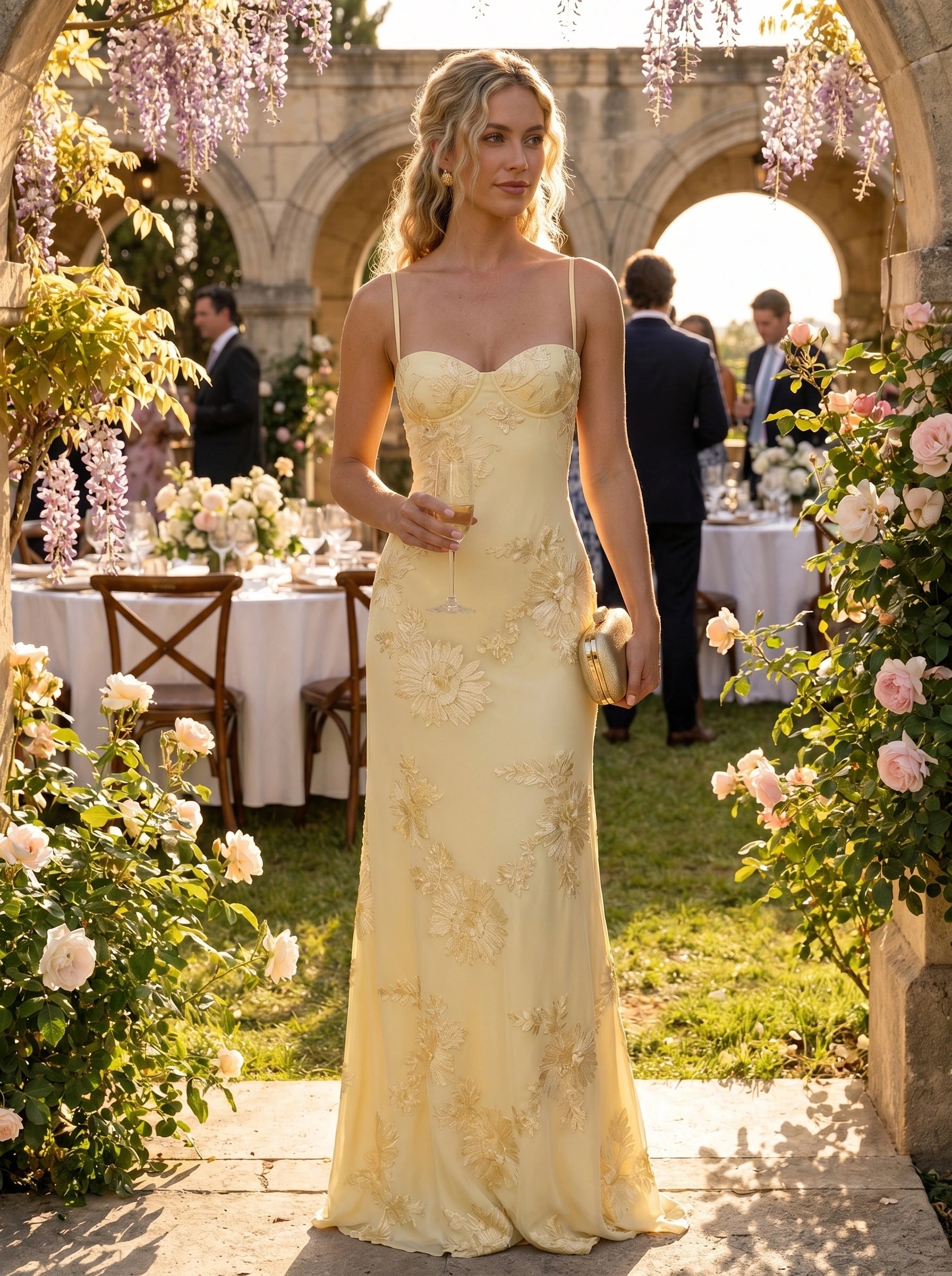 Close up view of the Women's Flattering Maxi Dress showing the intricate stitching and soft fabric texture against a neutral background.