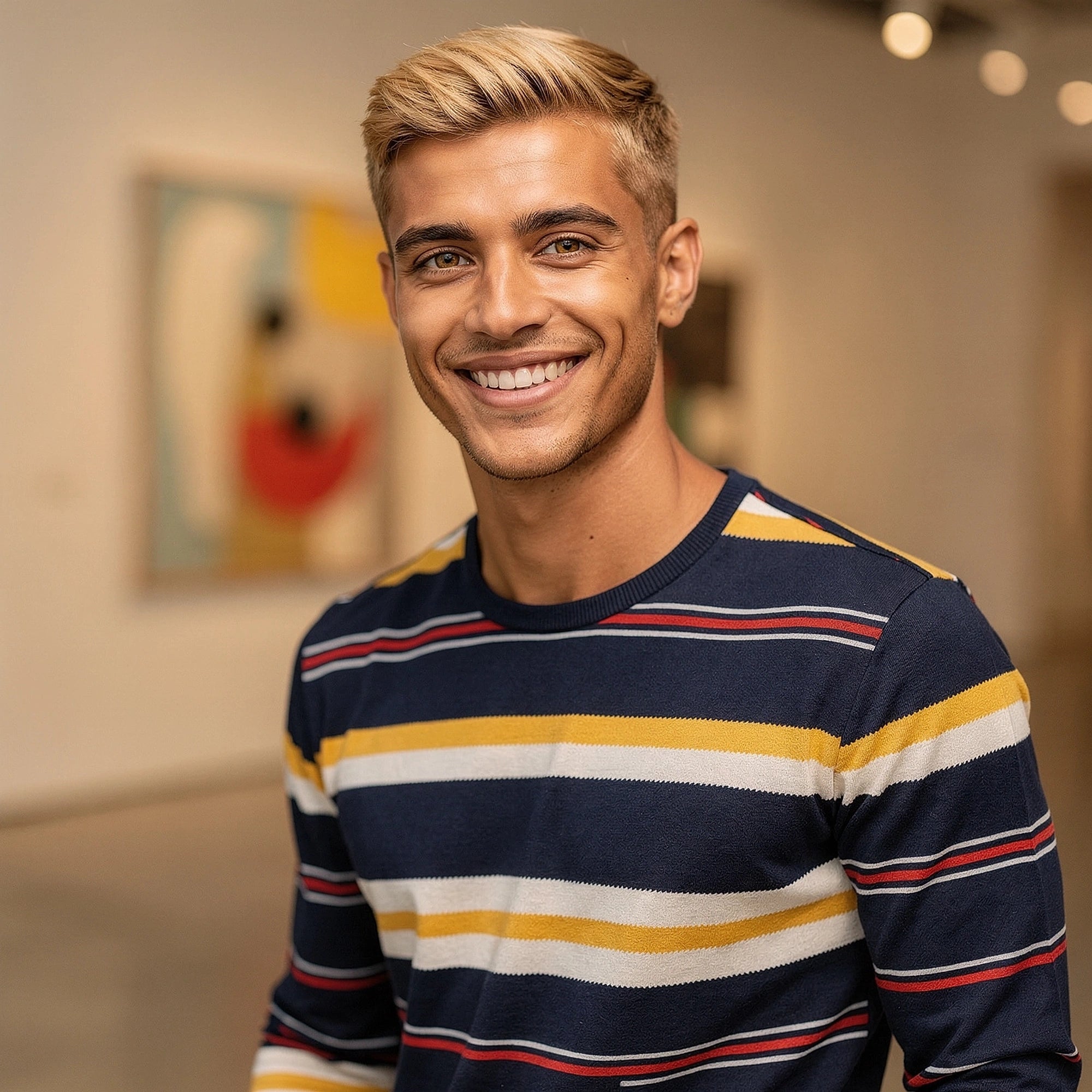 View of a relaxed striped cotton shirt featuring soft fabric, light blue and white stripes, and a casual collar