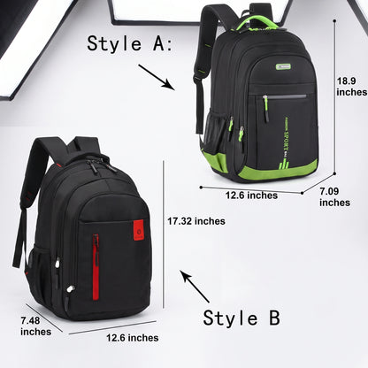Close up view of the Men's Waterproof School Backpack showing the durable Oxford fabric, precise stitching, and design details ideal for urban commuters.