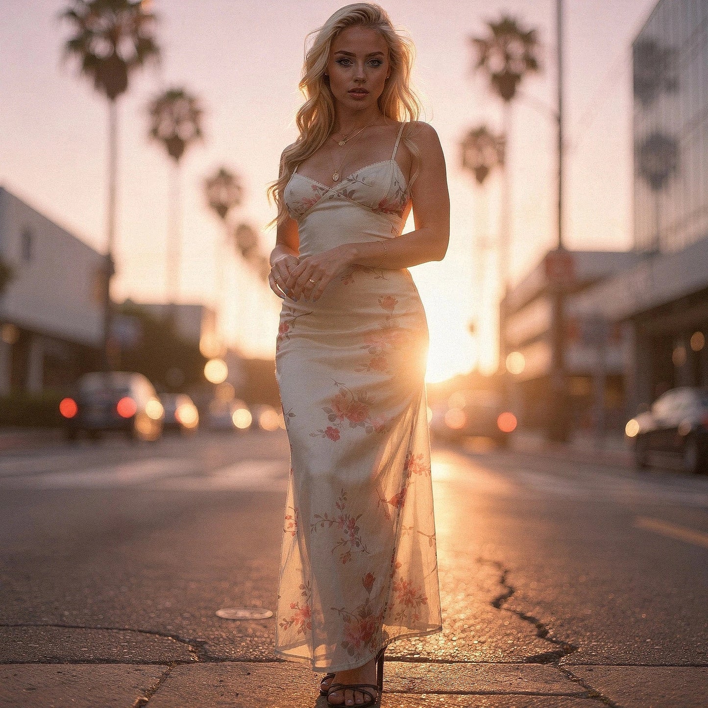 Elegant bodycon maxi dress featuring a vibrant floral print, detailed view showcasing the fabric and design elements