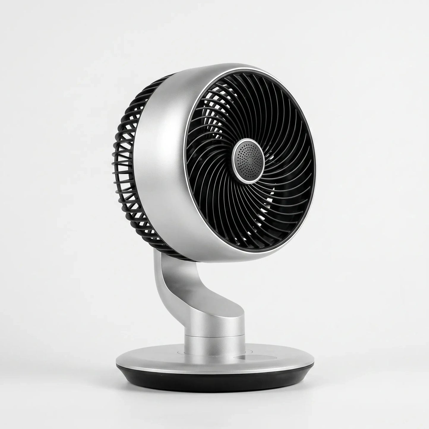 Of the fan's adjustable airflow control dial, showcasing its sleek design and easy to use functionality