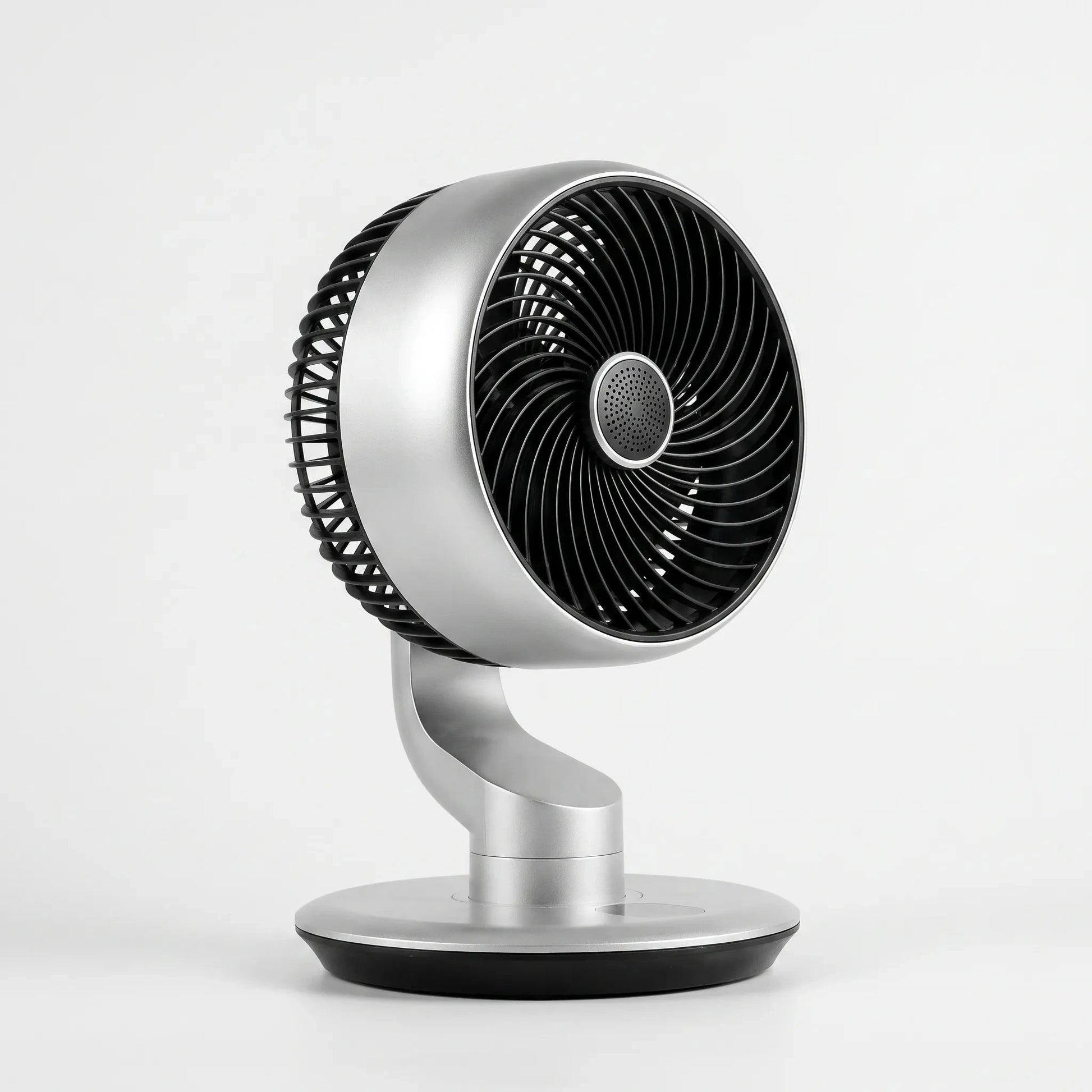 Of the fan's adjustable airflow control dial, showcasing its sleek design and easy to use functionality
