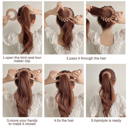 Stylish Bird's Nest Hair Clips Set of 3 Set 1 Nora Luxe