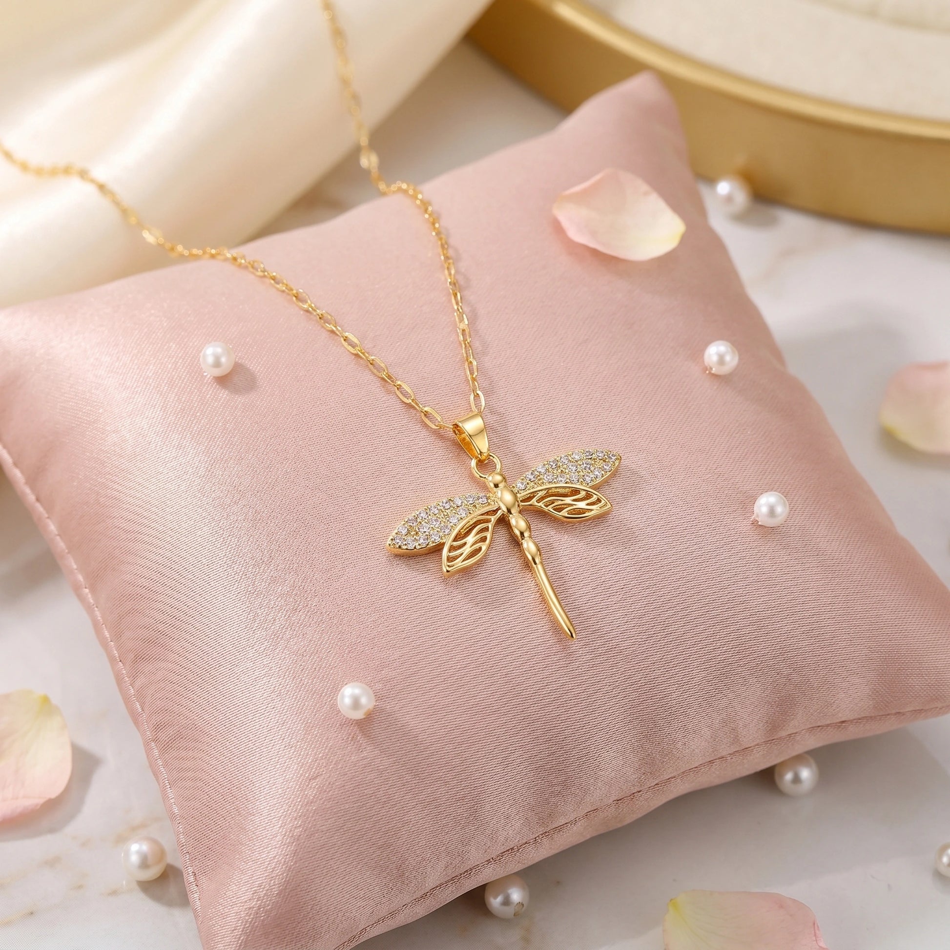 Close up of the Womens Delicate Necklace showing intricate design elements against a soft, neutral background, showing its nature inspired elegance.