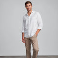 Lightweight casual shirt in light blue, featuring a relaxed fit and button down collar, view