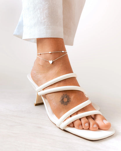 Close up view of the Womens Romantic Anklet showing intricate stitching and delicate design details, perfect for enhancing any outfit with a touch of sophistication.