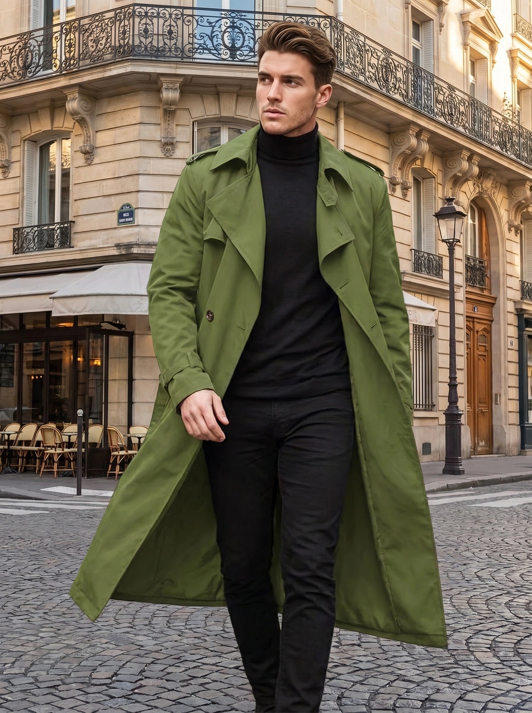 Alex Mens Tailored Elegant Winter Trench Coat