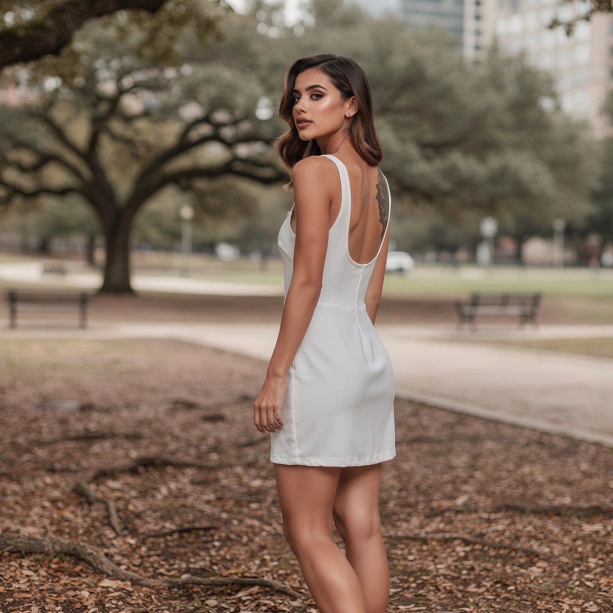View of a chic athletic dress featuring a soft, breathable fabric in a vibrant coral color with a fitted silhouette and stylish racerback design