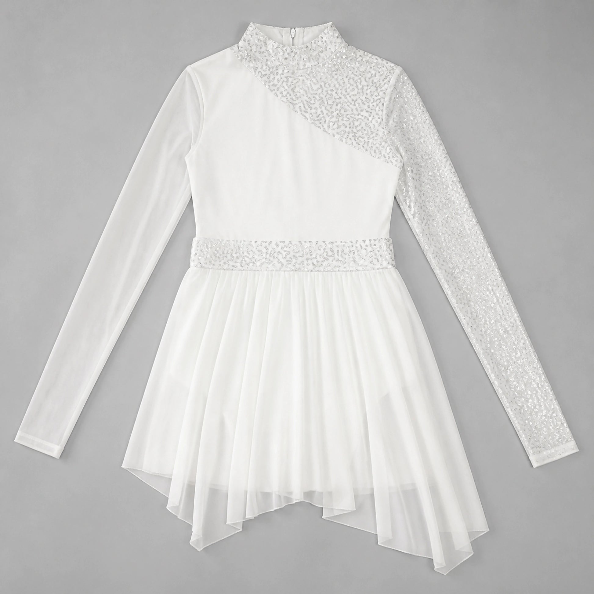 ballet leotard — White sparkle dress construction detail — view 9