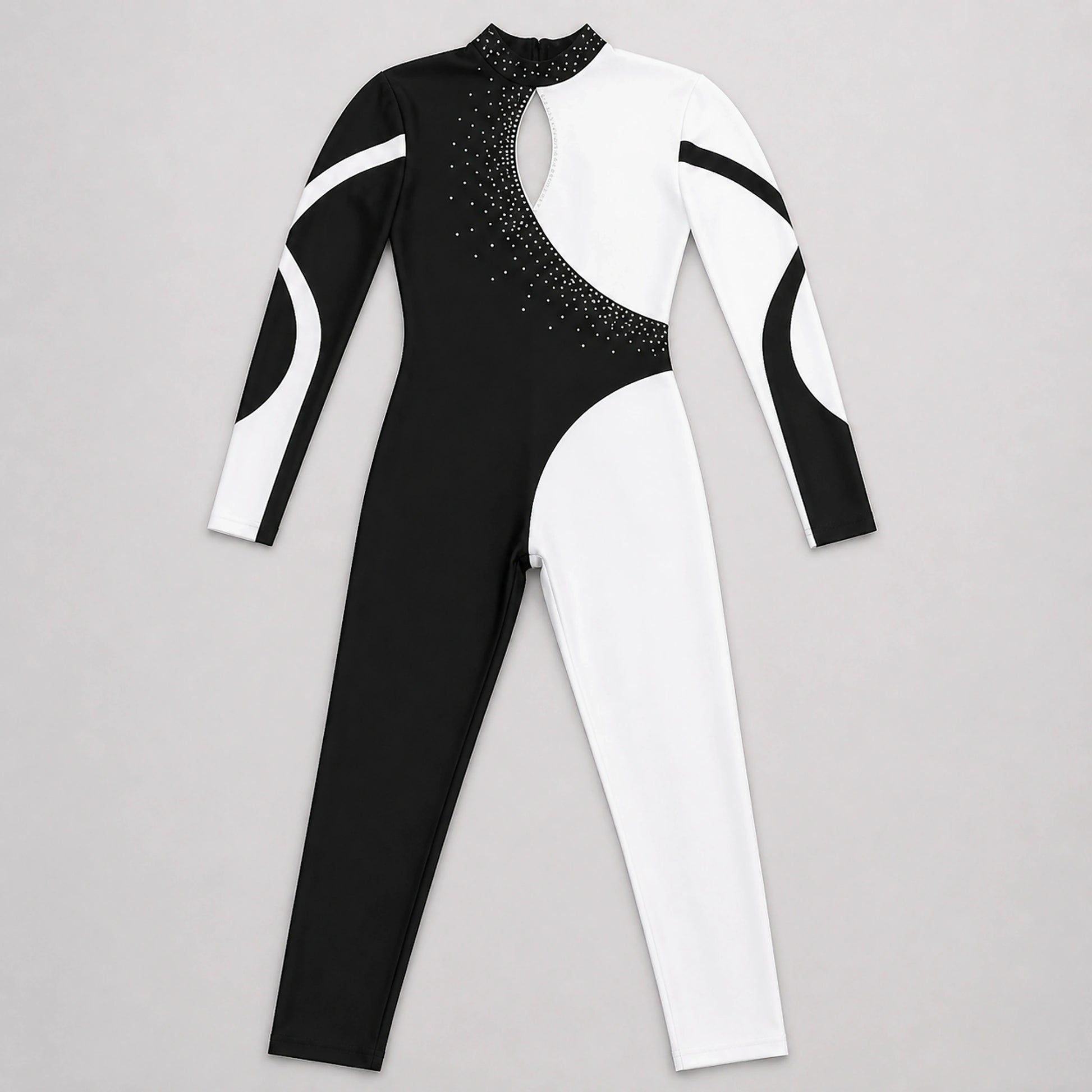 ballet leotard — Black and white unitard mesh construction detail — view 8