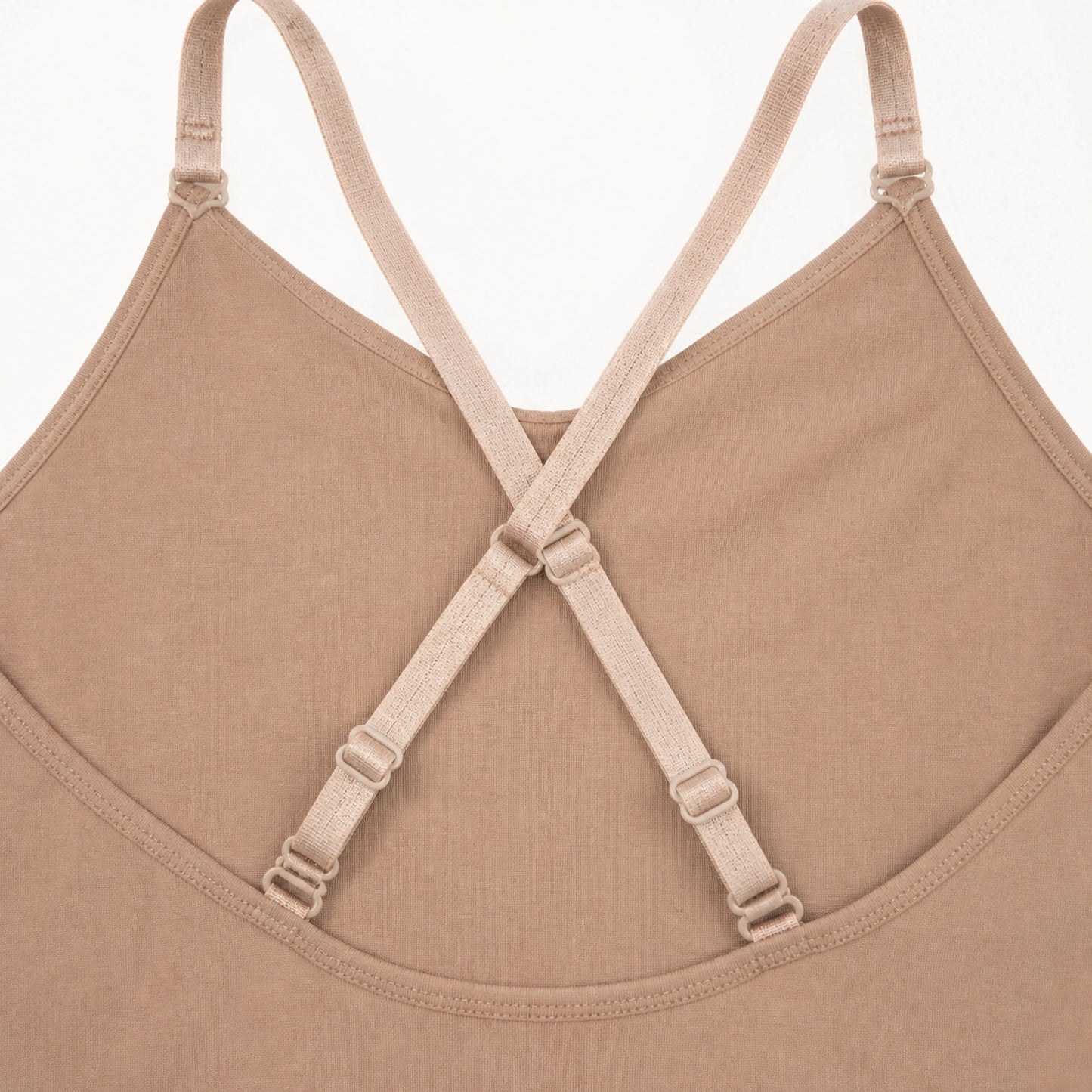 Nude ballet leotard adjustable strap and fabric detail — view 4