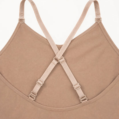 Nude ballet leotard adjustable strap and fabric detail — view 4