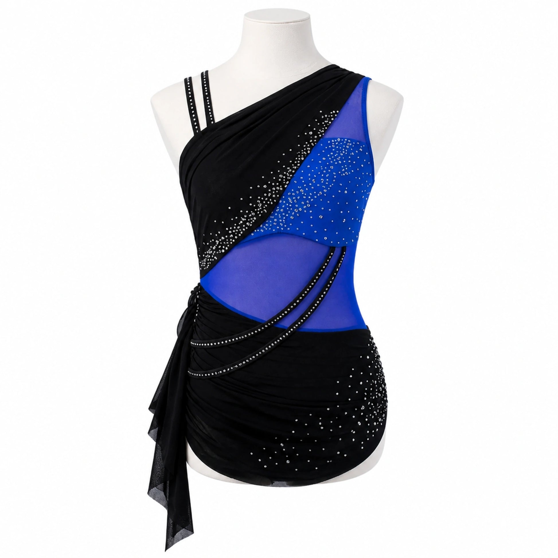 ballet leotard — Royal Blue Cutout women's dance costume front view — view 9