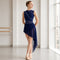 Navy Asymmetric Glitter