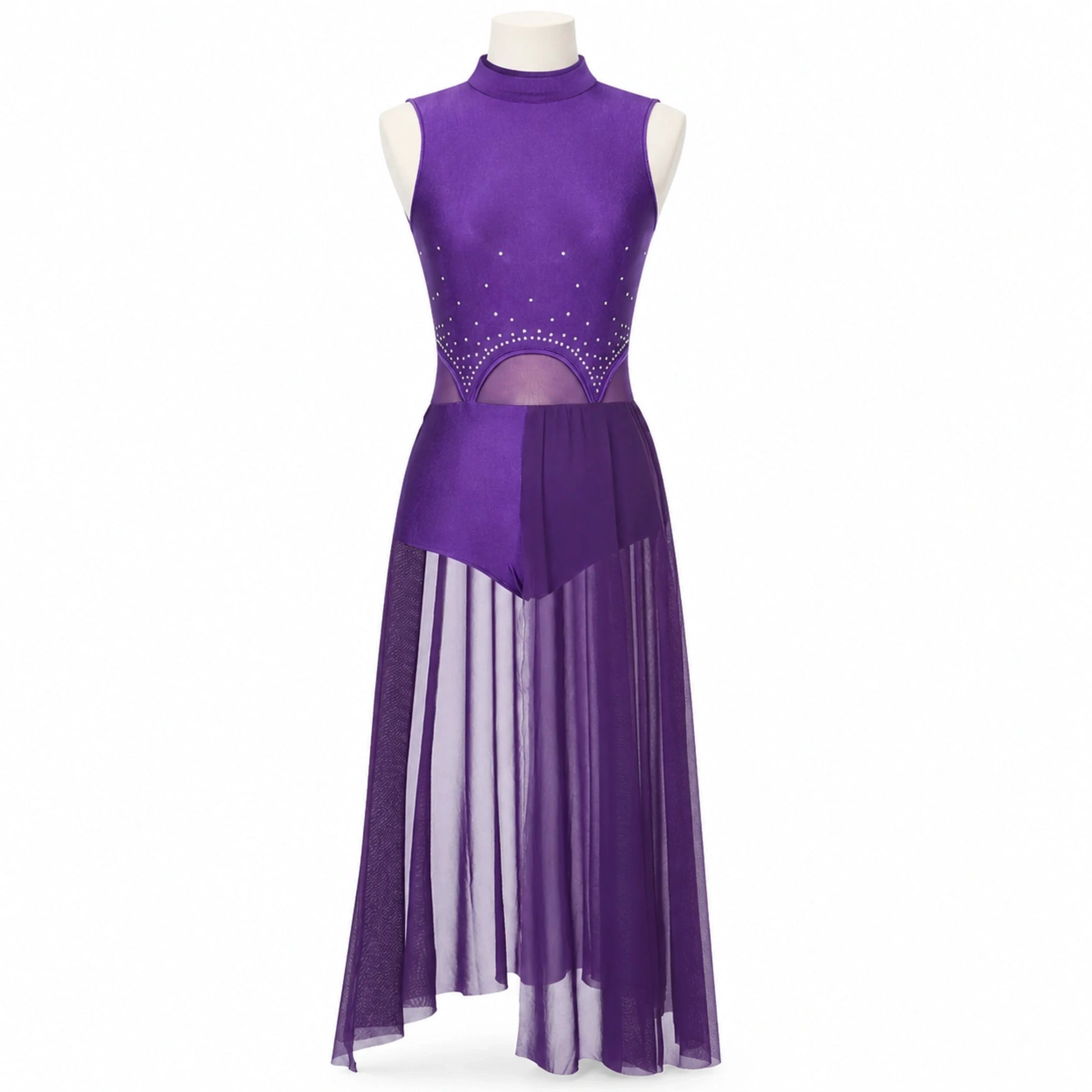 ballet leotard — Purple Fringe Dress women's long dance front view — view 11