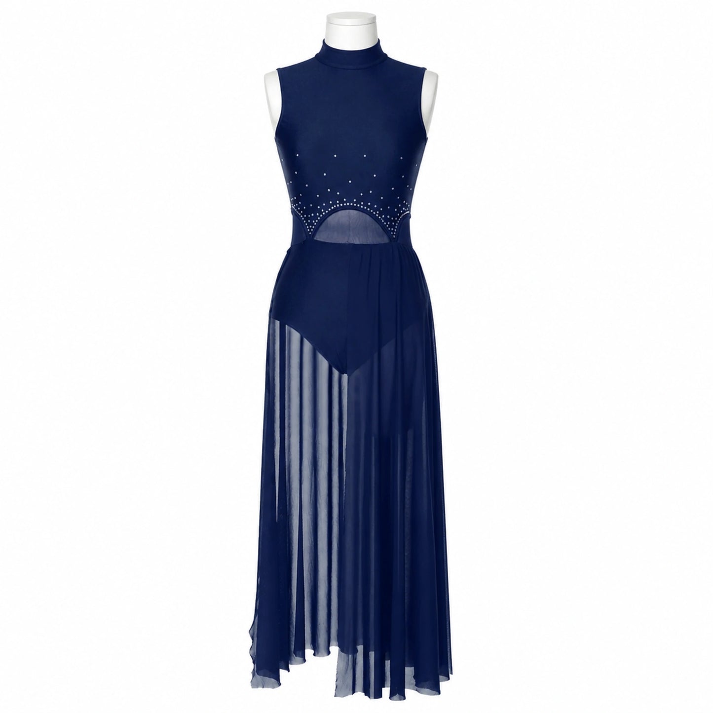 ballet leotard — Navy Fringe Dress women's long dance front view — view 6