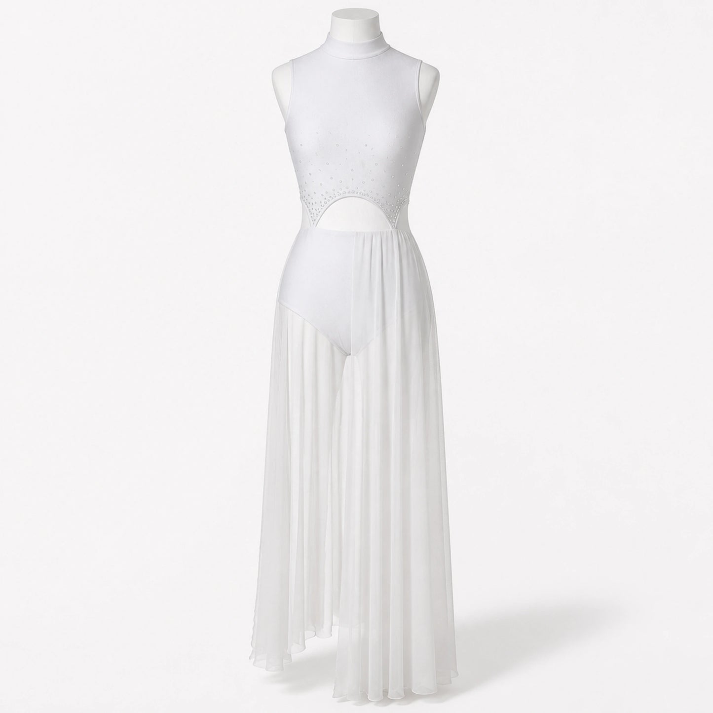 ballet leotard — White Fringe Dress women's long dance front view — view 7