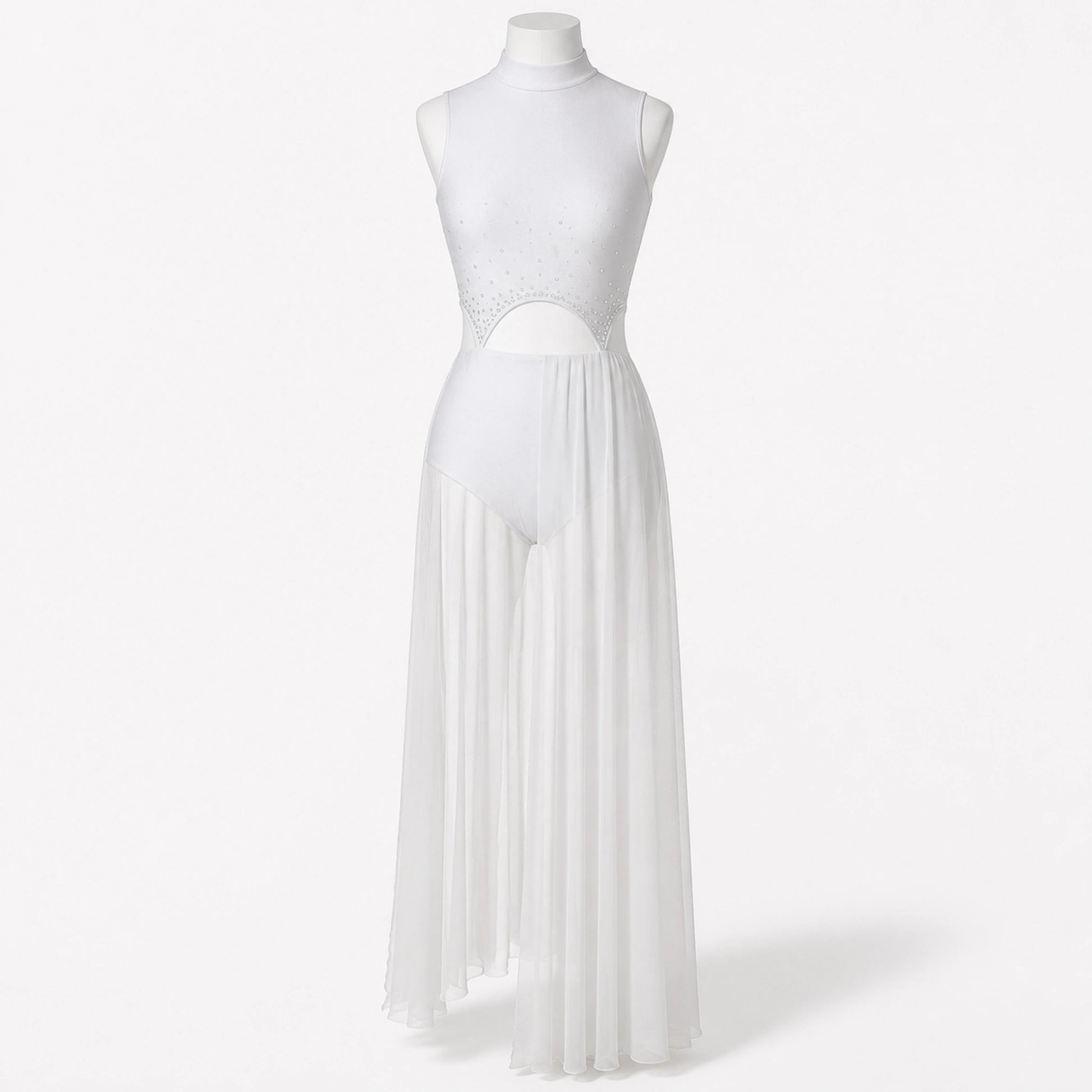 ballet leotard — White Fringe Dress women's long dance front view — view 7
