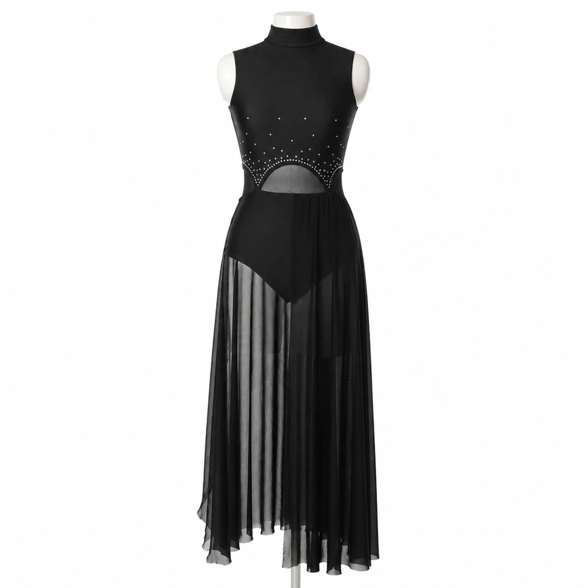 ballet leotard — Black Fringe Dress women's long dance front view — view 8