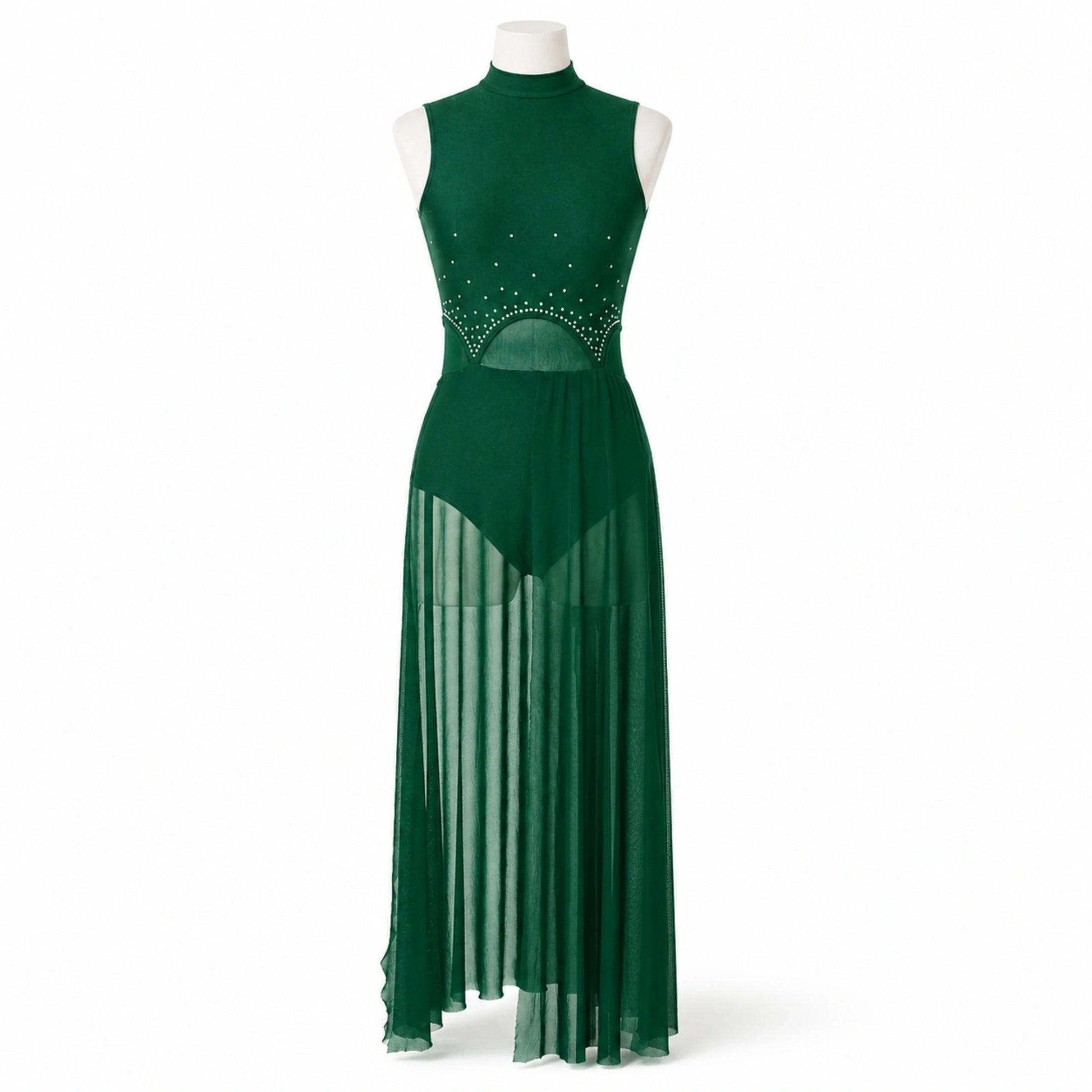 ballet leotard — Green Fringe Dress women's long dance front view — view 9