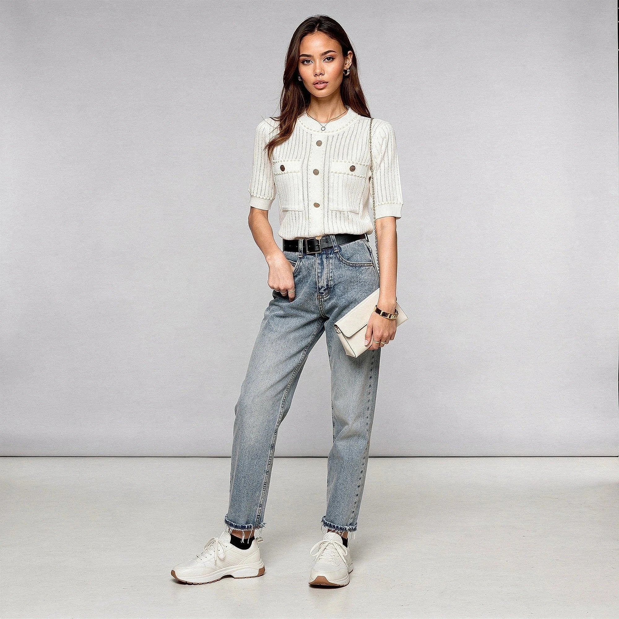 Light gray relaxed fit short sleeve tee featuring a round neckline and soft cotton material, view