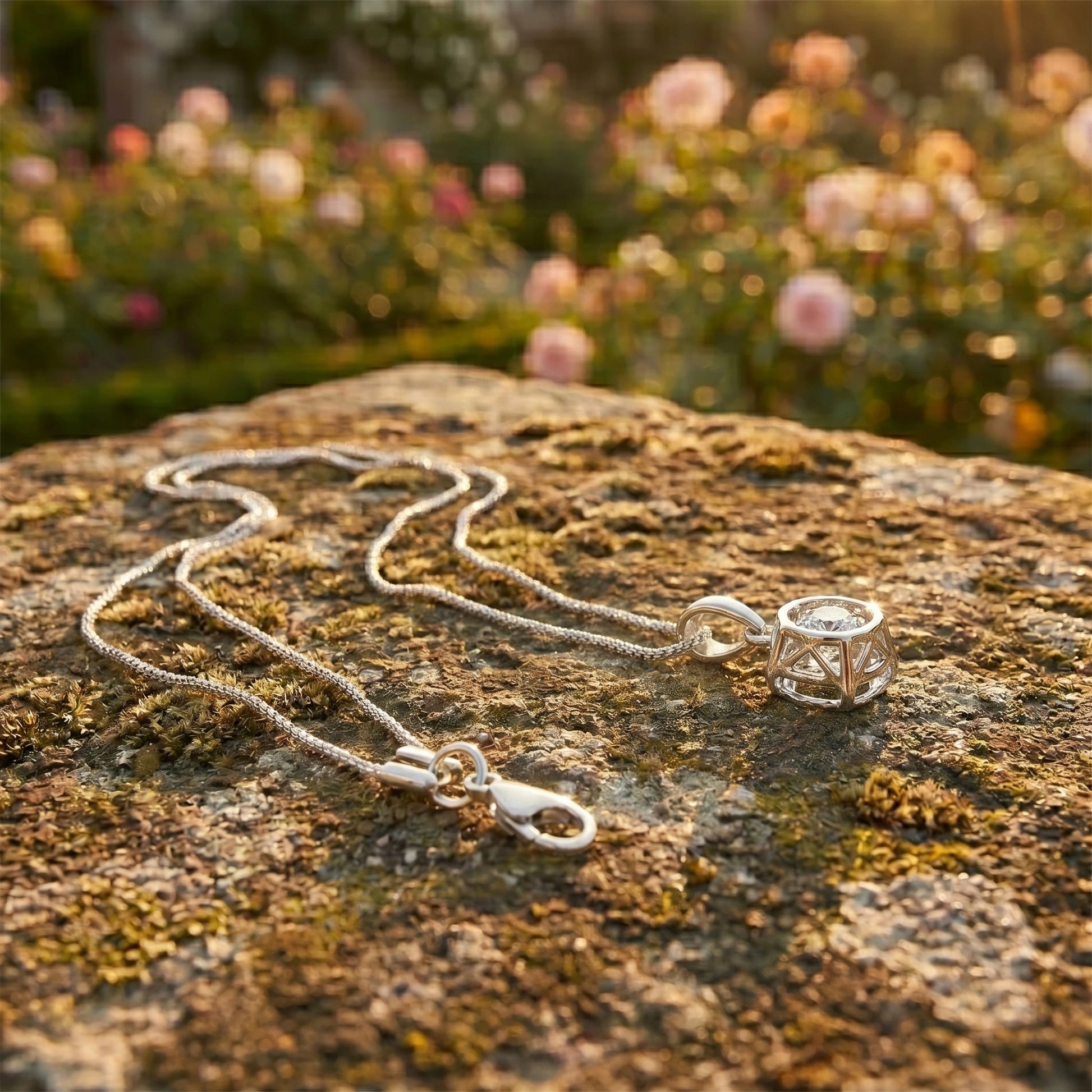 Close up view of the Womens Dazzling Necklace showing intricate detailing and shimmering accents, set against a soft neutral background.