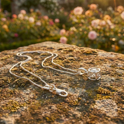 Close up view of the Womens Dazzling Necklace showing intricate detailing and shimmering accents, set against a soft neutral background.