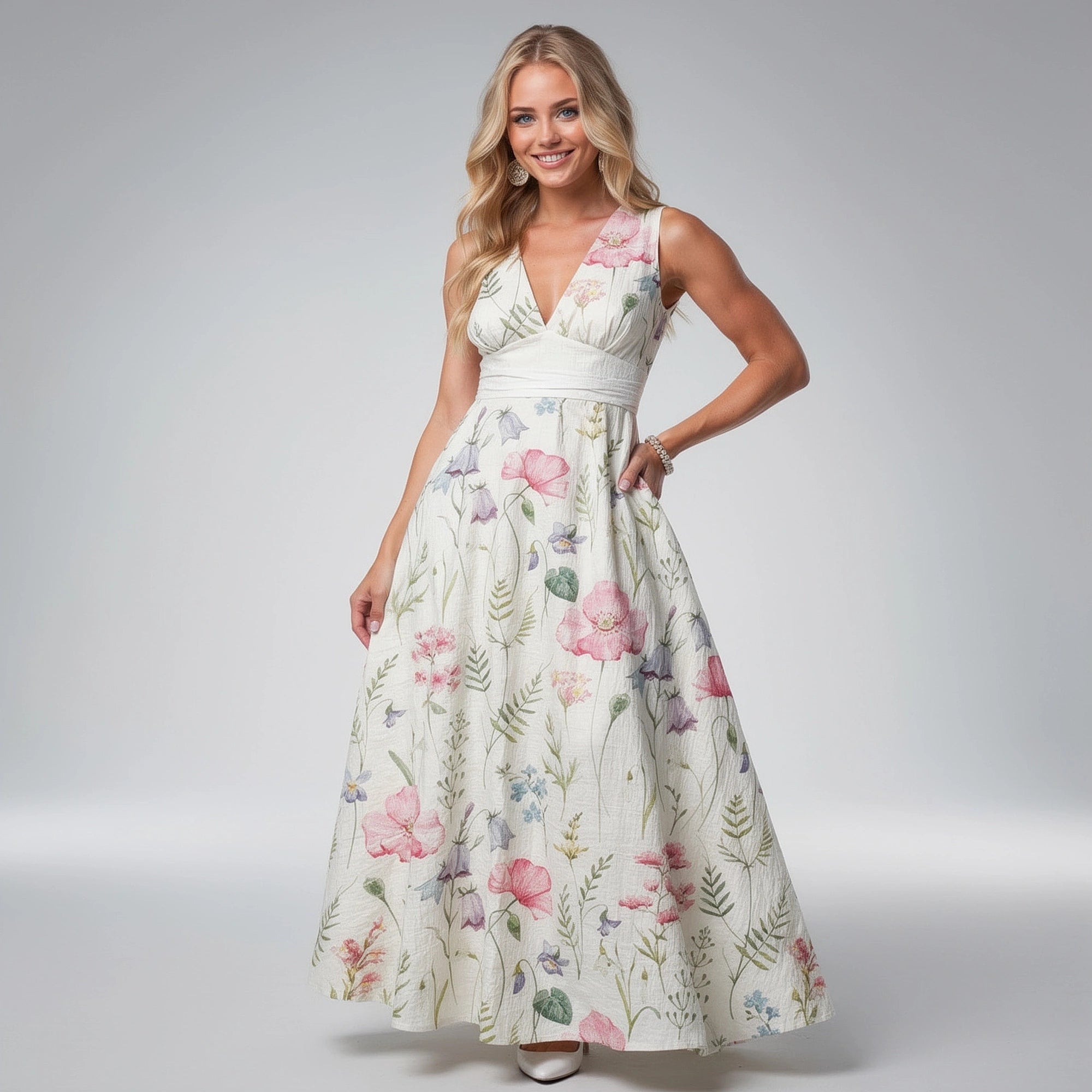 View of an elegant maxi dress featuring a flowing silhouette, soft fabric, and intricate lace detailing in a rich emerald green color