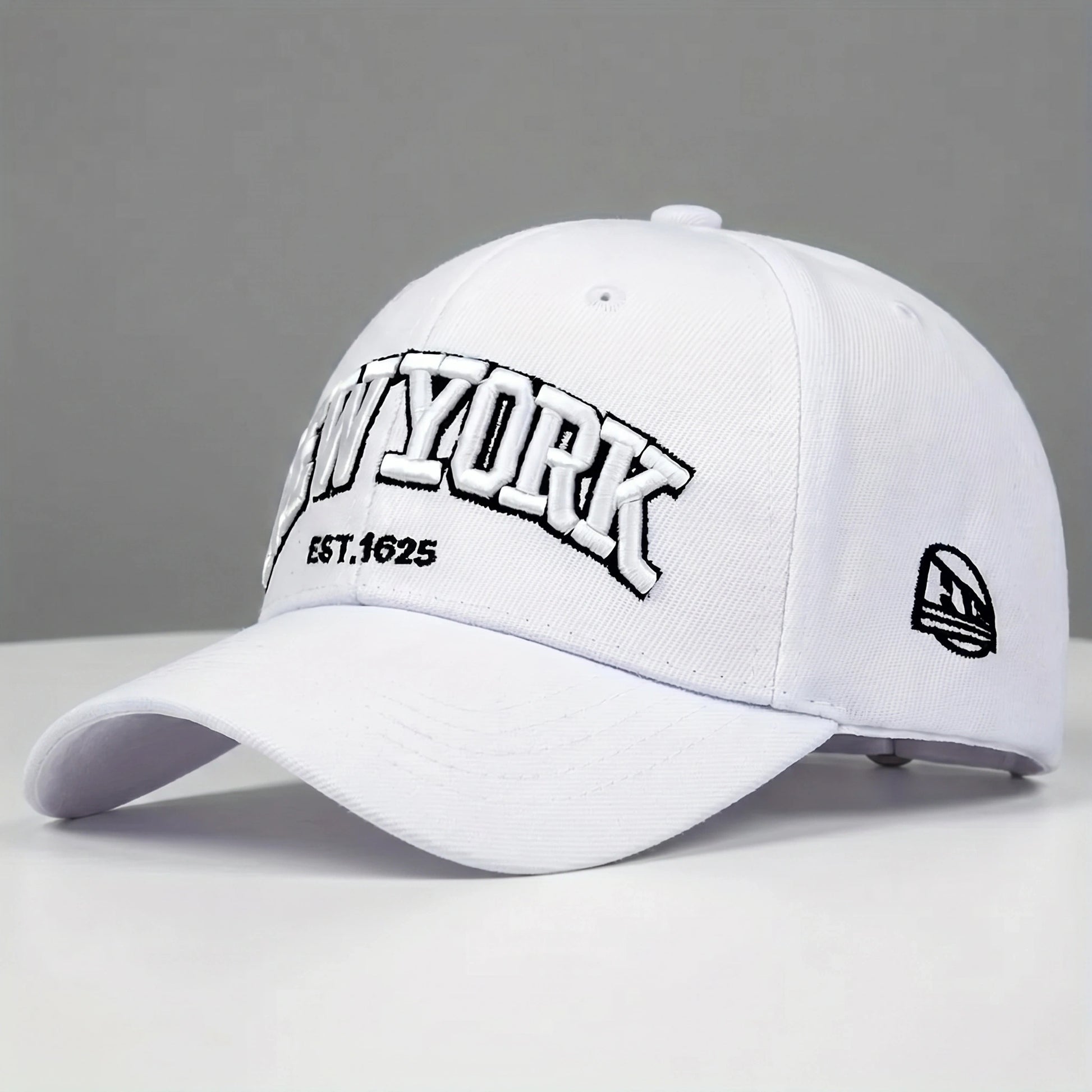 Close up view showing the durable polyester fabric and precise stitching of the adjustable baseball cap, showing its quality and attention to .