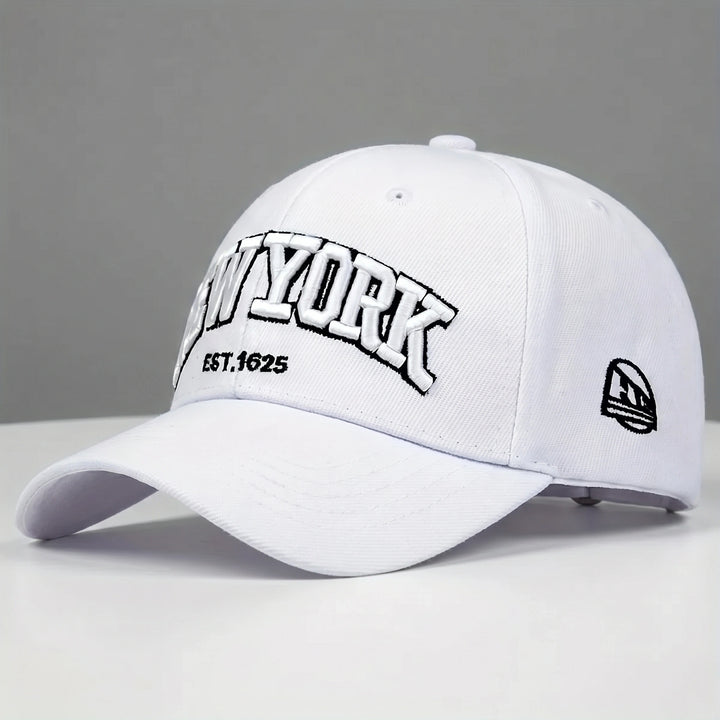 Close up view showing the durable polyester fabric and precise stitching of the adjustable baseball cap, showing its quality and attention to .