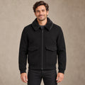 Men's Faux Fur Collar Bomber Jacket — Noah — Black — complete front view, image