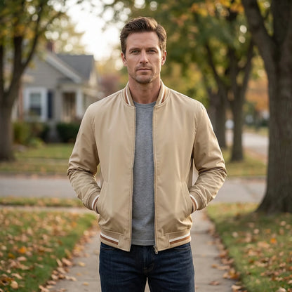 Ribbed Trim Men's Bomber Jacket Virgil